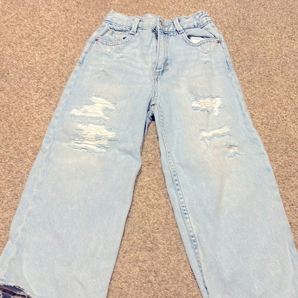NWOT Zara Kids Wide Leg Distressed Jean